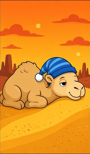 Camel opening one eye